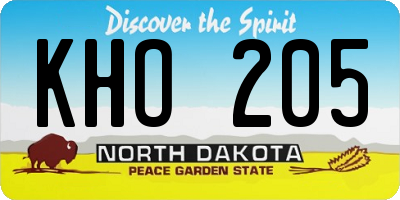 ND license plate KHO205