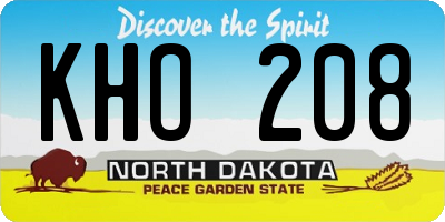 ND license plate KHO208