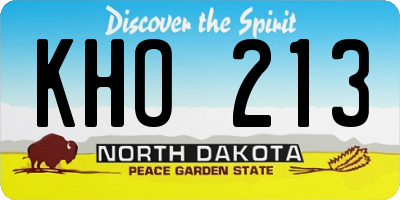 ND license plate KHO213