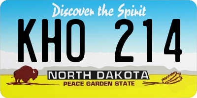 ND license plate KHO214