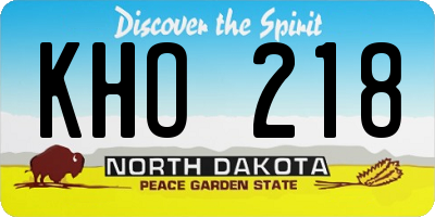 ND license plate KHO218