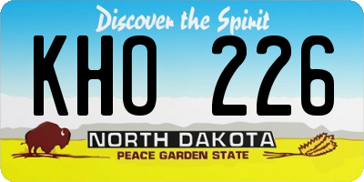 ND license plate KHO226