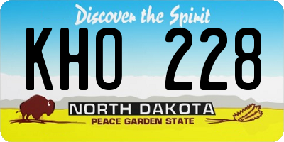 ND license plate KHO228