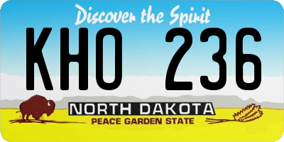 ND license plate KHO236