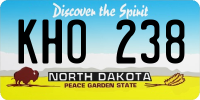 ND license plate KHO238