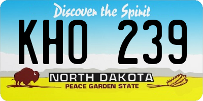 ND license plate KHO239