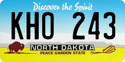 ND license plate KHO243