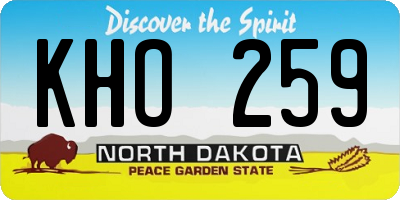 ND license plate KHO259