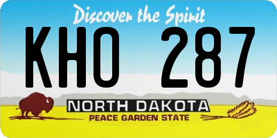 ND license plate KHO287