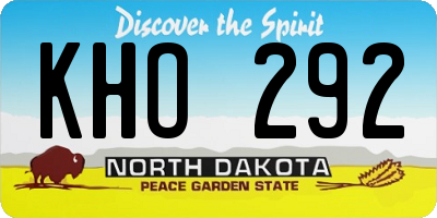 ND license plate KHO292