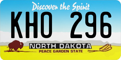 ND license plate KHO296