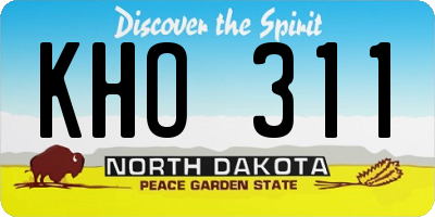 ND license plate KHO311