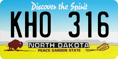 ND license plate KHO316