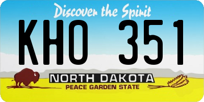 ND license plate KHO351