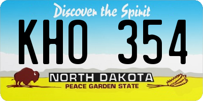 ND license plate KHO354