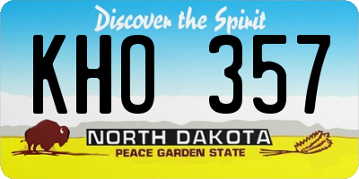 ND license plate KHO357