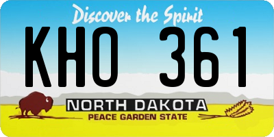 ND license plate KHO361