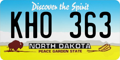 ND license plate KHO363