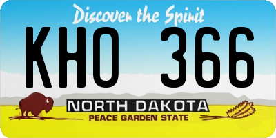 ND license plate KHO366