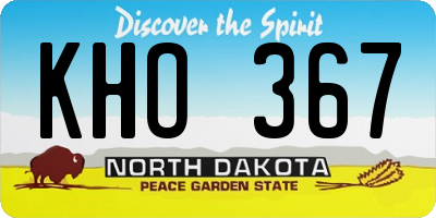 ND license plate KHO367