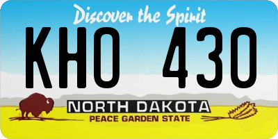 ND license plate KHO430