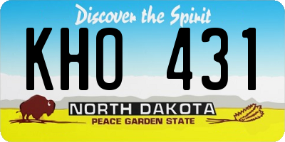 ND license plate KHO431