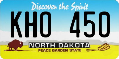 ND license plate KHO450