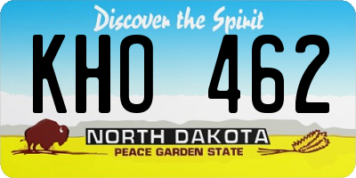 ND license plate KHO462