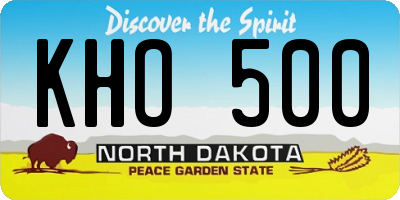 ND license plate KHO500