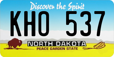 ND license plate KHO537