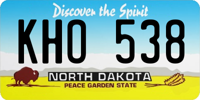 ND license plate KHO538