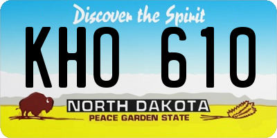 ND license plate KHO610
