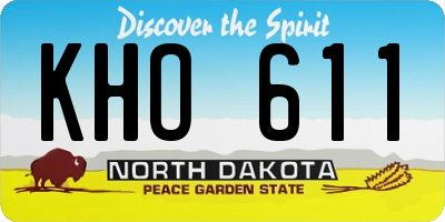 ND license plate KHO611