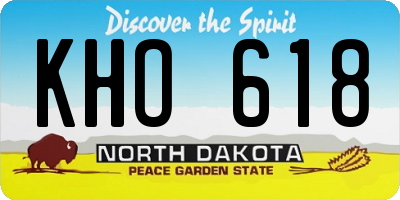 ND license plate KHO618