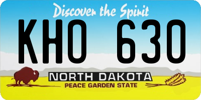 ND license plate KHO630