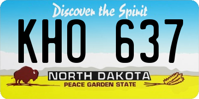 ND license plate KHO637