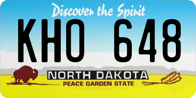 ND license plate KHO648