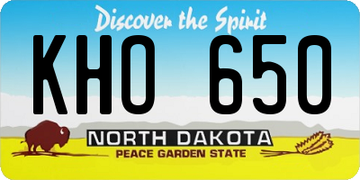 ND license plate KHO650