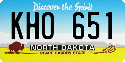 ND license plate KHO651