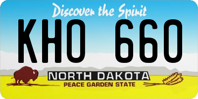 ND license plate KHO660