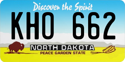ND license plate KHO662