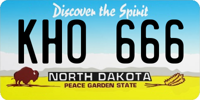 ND license plate KHO666