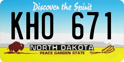 ND license plate KHO671