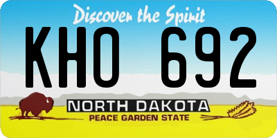 ND license plate KHO692