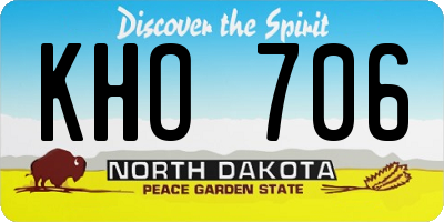 ND license plate KHO706