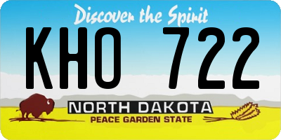 ND license plate KHO722