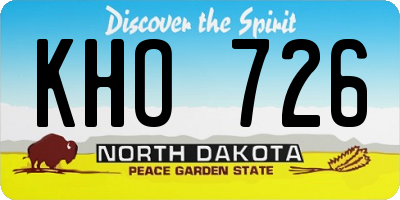 ND license plate KHO726