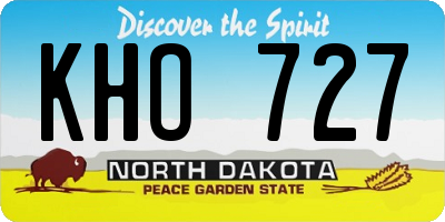 ND license plate KHO727