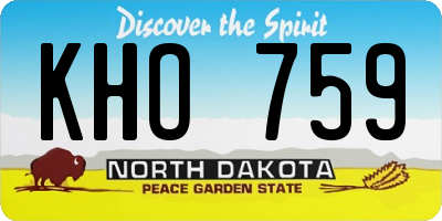 ND license plate KHO759