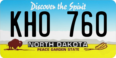 ND license plate KHO760